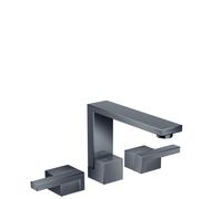 mezclador de lavabo de 3 agujeros AXOR Edge 130 con residuos abiertos a presión, corte de diamante, 46051330, Color: Cromo negro pulido