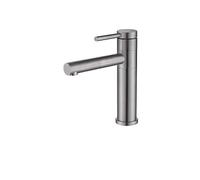 Mezclador de Lavabo de Acero Inoxidable 304 Negro Mate, Grifo Monomando Giratorio de 360° para tocadores de baño Modernos (Plateado, G9/16)