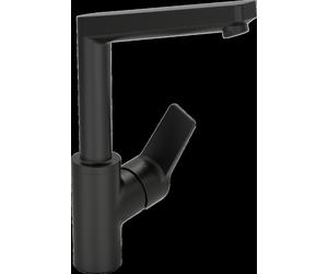 Mezclador de lavabo HANSA HANSATWIST, de accionamiento lateral, sin juego de desagüe, giratorio, proyección: 130 mm, 3, 0955220333, Color: Negro Mate