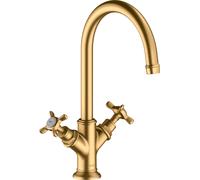 Mezclador de lavabo hansgrohe AXOR Montreux de dos manijas 210, sin juego de desagüe, 16506950, Color: Latón cepillado