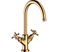 Mezclador de lavabo hansgrohe AXOR Montreux de dos manijas 210, sin juego de desagüe, 16506990, Color: Óptica Oro Pulido