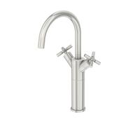 Mezclador de lavabo Steinberg serie 250, alto, giratorio, bimando, con desagüe automático, proyección de 155 mm, 2501550BN, Color: Níquel Cepillado