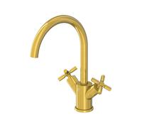Mezclador de lavabo Steinberg serie 250, giratorio, bimando, con desagüe automático, proyección de 155 mm, 2501500BG, Color: Oro cepillado