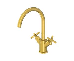 Mezclador de lavabo Steinberg serie 250, giratorio, bimando, con juego de desagüe, proyección de 155 mm, 2501500BG, Color: Oro cepillado