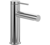 Mezclador de lavabo Villeroy & Boch Loop & Friends, sin tapón, grifo de baño con cartucho cerámico, grifo de lavabo ahorrador de agua, altura de pico 106 mm, redondo, cromado