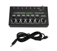 Mezclador de Línea Estéreo de 6 Canales, Consola Mezcladora de Sonido con Luz RGB de bajo Ruido para Grabación de Música y Transmisión en Vivo