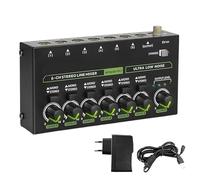 Mezclador de línea estéreo de ruido ultrabajo de 6 canales Mini mezclador de sonido profesional con luz RGB DC5V,Compatibilidad Universal