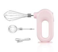 Mezclador de mano inalámbrico Mini batidor de huevos de mano eléctrico Mini mezclador de mano ajustable de 4 velocidades Mezclador eléctrico, USB Charing, 1500mAh(Rosa)