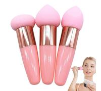 Mezclador De Maquillaje Puffant De Base De Maquillaje De Alta Densidad 3 Piezas Con Mangos - Esponja De Fondo, Esponjas De Maquillaje Multifuncional Para Fondos, Caja De Regalo De Belleza Para