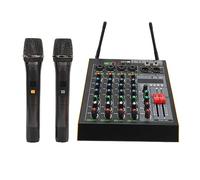 Mezclador de Sonido de 4 Canales, Mezclador de 4 Canales Interfaz USB Ajuste de Tono Alto y bajo Soporte BT para Alojamiento de Bodas (Enchufe de la UE)