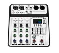 Mezclador de sonido de 4 canales para transmisión de podcast de estudio con auriculares y compatibilidad multidispositivo