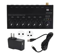 Mezclador de Sonido, Mezclador de Línea Estéreo de 6 Canales de bajo Ruido de Metal Ultracompacto, Mezcla de 6 Señales de Línea, Mezclador Resistente sin(Enchufe europeo 110-240V (voltaje amplio))