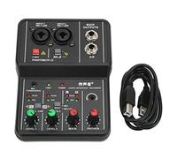 Mezclador de Sonido, Mezclador de Sonido de 2 Canales, Mini Consola de Placa de Sonido USB Portátil Mezcla de DJ con Interfaz USB Power de 48 V para Karaoke en Casa