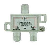 Mezclador/Diplexor de alta frecuencia, baja pérdida y compatibilidad amplia, ideal para sistemas de comunicación y transmisión de señales.