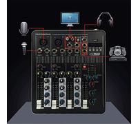 Mezclador DJ Mezclador Cuatro Canales Con Bluetooth Con Efecto Interfaz USB Red Karaoke Anchor Dedicado Pequeño Mezclador Soporte USB/Tarjeta SD Negro Consola Mezcladora Compacta (Negro 240