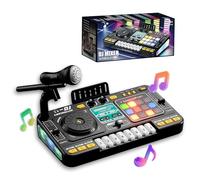 Mezclador DJ para niños 3 años y +, mesa de DJ multifunción recargable con micrófono y reproductor Bluetooth, 12 pistas MIDI integradas, experiencia musical interactiva para aprendizaje y creatividad