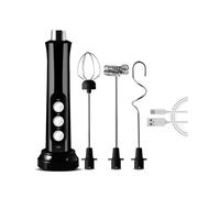Mezclador EléCtrico para Espumar Leche, Batidor de Huevos, Agitador de Cocina, Batidor de Café, Capuchino, Batidor, Licuadora PortáTil, Color Negro