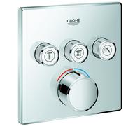 Mezclador empotrado Grohe SmartControl, tres válvulas de cierre, roseta cuadr...