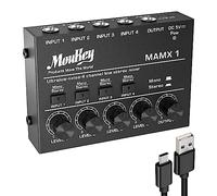 Mezclador estéreo de audio de estudio Moukey, 4 canales para discotecas, bares, escenarios, mesas de mezclas, guitarras, bajos y teclados, MAMX1