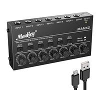 Mezclador estéreo de audio de estudio Moukey, 6 canales para discotecas, bares, escenarios, mesas de mezclas, guitarras, bajos y teclados, MAMX2
