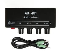 Mezclador Estéreo Mini Mezclador de Sonido con Control de Volumen para PC Mezclador de Línea Estéreo 4 en 1 para Amplificador de Auriculares, Negro