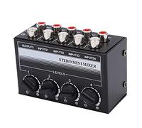 Mezclador Estéreo Pasivo, Controlador de Señal de Audio, 4 Canales - Sin Fuente de Alimentación, Carcasa Metálica Antinterferencias, Para Actuaciones al Aire Libre