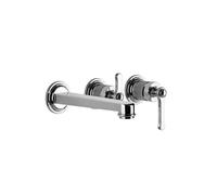 Mezclador monomando de bañera Gessi Venti20 listo para montar, con caño, cartucho desviador de 2 vías, proyección de 209 mm, montaje en pared, 65042031, Color: cromado