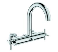 Mezclador monomando de bañera Grohe Atrio, para montaje en pared, proyección de 248 mm, asas en cruz, 25268000, Color: cromado