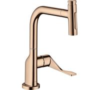 Mezclador monomando de cocina hansgrohe AXOR Citterio DN15 Select 230 2jet con pulverizador extraíble, 39862300, Color: Polished Red Gold