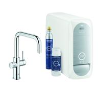 Mezclador monomando de fregadero Grohe Blue Home, 223 mm de alcance, caños en forma de U, kit de inicio, con función de filtro, 31456001, Color: cromado