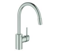 Mezclador monomando de fregadero Grohe Concetto, 215 mm de proyección, alto, extraíble, giratorio, función Easy Docking, 32663DC3, Color: súper acero