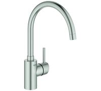 Mezclador monomando de fregadero Grohe Concetto, 224 mm de proyección, alto, giratorio, 32661DC3, Color: súper acero