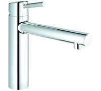 Mezclador monomando de fregadero GROHE Concetto, caño de fundición medio-alto, instalación monohilo, 31128001, Color: cromado