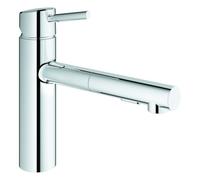 Mezclador monomando de fregadero Grohe Concetto, proyección 202mm, medio-alto, extraíble, giratorio, 30273001, Color: cromado