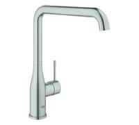 Mezclador monomando de fregadero Grohe Essence, 220 mm de proyección, giratorio, caño alto, 30505DC0, Color: súper acero