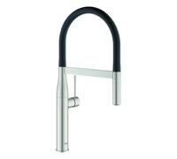 Mezclador monomando de fregadero Grohe Essence, 240 mm de proyección, ducha profesional con flexo, orientable, MagneticDocking, 30503DC0, Color: súper acero