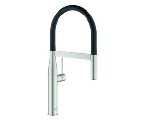 Mezclador monomando de fregadero Grohe Essence, 240 mm de proyección, ducha profesional con flexo, orientable, MagneticDocking, 30503DC0, Color: súper acero