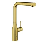 Mezclador monomando de fregadero Grohe Essence, proyección 204mm, caño alto, extraíble, doble rociador, giratorio, 30504GN0, Color: fresco amanecer cepillado