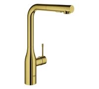 Mezclador monomando de fregadero Grohe Essence, proyección 204mm, caño alto, extraíble, doble rociador, giratorio, 30504GL0, Color: fresco amanecer