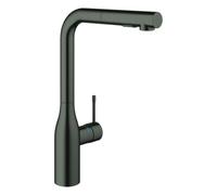 Mezclador monomando de fregadero Grohe Essence, proyección 204mm, caño alto, extraíble, doble rociador, giratorio, 30504AL0, Color: grafito duro cepillado