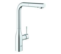 Mezclador monomando de fregadero Grohe Essence, proyección 204mm, caño alto, extraíble, doble rociador, giratorio, 30504000, Color: cromado