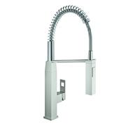 Mezclador monomando de fregadero Grohe Eurocube, 234 mm de proyección, orientable, con cabezal de ducha profesional, 31395DC0, Color: súper acero