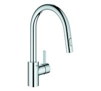 Mezclador monomando de fregadero Grohe Eurosmart Cosmopolitan, 223mm de proyección, doble rociador extraíble, giratorio, 31481001