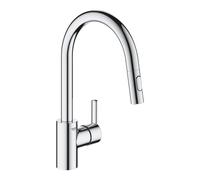 Mezclador monomando de fregadero Grohe Feel, 223 mm de proyección, orientable, con duchas extraíbles, 31486001, Color: cromado
