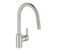 Mezclador monomando de fregadero Grohe Feel, 223 mm de saliente, orientable, con duchas extraíbles, 31486DC1, Color: súper acero