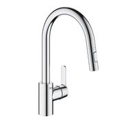 Mezclador monomando de fregadero Grohe Get, 223 mm de proyección, orientable, extraíble duchas dobles, 31484001