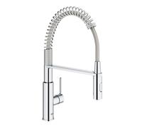 Mezclador monomando de fregadero Grohe Get, proyección 236 mm, orientable, alto, rociador profesional, 30361000