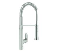 Mezclador monomando de fregadero Grohe K7, proyección 234mm, giratorio, ducha profesional, doble chorro, altura 539mm, 31379DC0, Color: súper acero