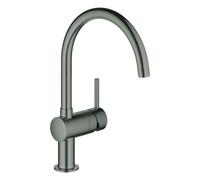 Mezclador monomando de fregadero Grohe Minta, 223 mm de alcance, caño en C, orientable, 32917AL0, Color: grafito duro cepillado