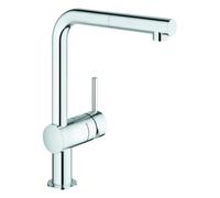 Mezclador monomando de fregadero Grohe Minta, 223 mm de alcance, caños en L, orientable, extraíble, 32168000, Color: cromado